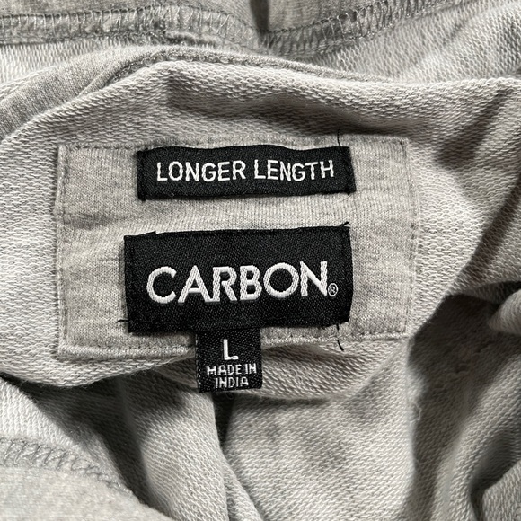 Carbon Longer Length Gray Distressed Short Sleeve Hoodie - Size Large - Picture 7 of 9